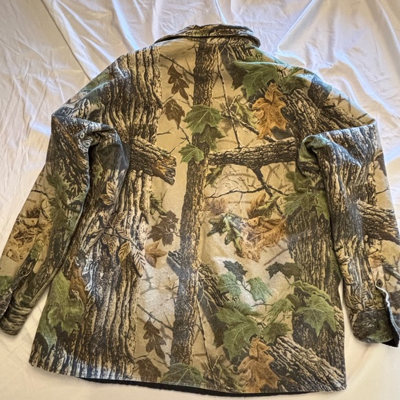 Vintage Cabela's Realtree Camo Lined Jacket XL Hunting Button Up Collared Warm - Picture 10 of 11